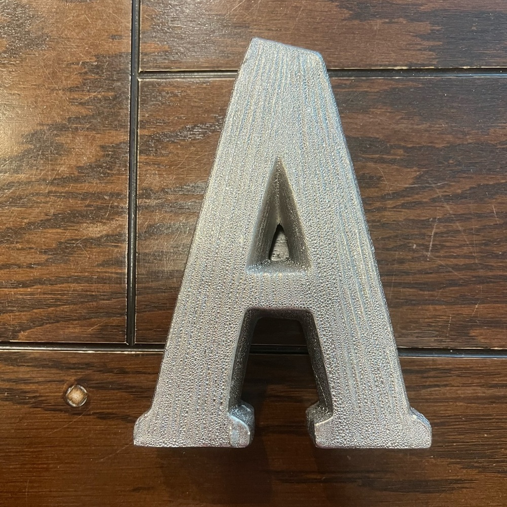 Sparkling Silver Color Textured Uppercase Letter A Table Top Standing Decor
